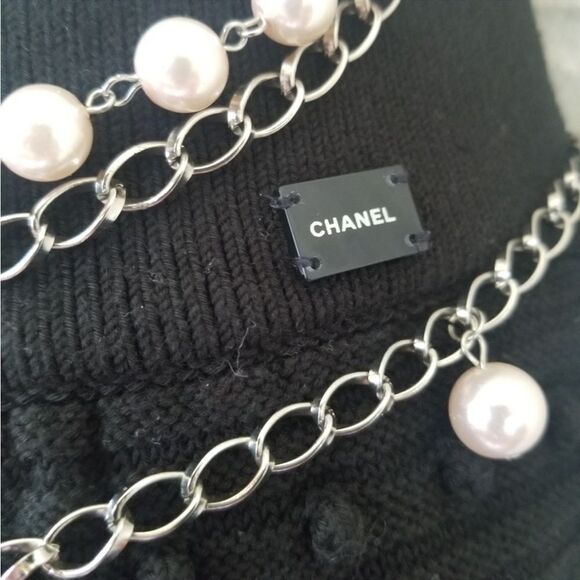 CHANEL CROCHET KNIT BLACK SKIRT 2004 CRUISE 42 - Picture 7 of 13